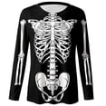 thumbnail image 4 of Womens Halloween Shirt Skeleton Print Long Sleeve Soft Crew Neck Womens Casual Tops, 4 of 4