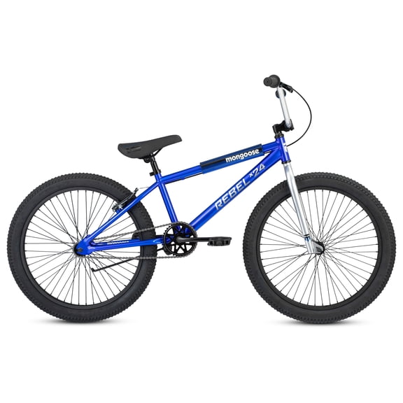 Mongoose Rebel X24 BMX Bike, 24-in Wheels, Ages 13 Years, Blue