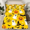 thumbnail image 2 of Manfei Spooky Ghost Bed Sheets Set Twin Size, Halloween Pumpkin Bedding Twin Size, Horror Bat Twin Sheet Sets, Breathable Bedroom Decor, 3 Pieces, 2 of 7