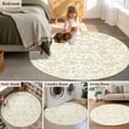 thumbnail image 5 of Yellow Flower Round Area Rug 5 FT, Non Slip Bedroom Rugs, Vintage Farmhouse Boho Leaf Spring Plant Washable Soft Circular Carpet Non-Shedding Floor Mat for Kitchen Dining Room Foyer Balcony Dorm, 5 of 8