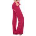 thumbnail image 2 of CQONEPT Womens Casual Pants Drawstring Wide Leg Loose Fit Pant High Waist Outdoor Streetwear Trousers with Pocket Hot Pink XS, 2 of 6