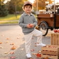 thumbnail image 6 of Boys Collared Sweatshirt Casual Solid Color Polo Long Sleeve Shirt Waffle Texture Boys Pullover Loose Plain Sweatshirt with Buttons, 6 of 9