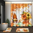 thumbnail image 2 of Autumn Pumpkin Leaves 4PC Shower Curtain Set with Rugs Fall Sunflower Tree Bathroom Curtains Shower with Non-Slip Rug Toilet Lid Cover Bath Mat and 12 Hooks 72x72 inches, 2 of 7