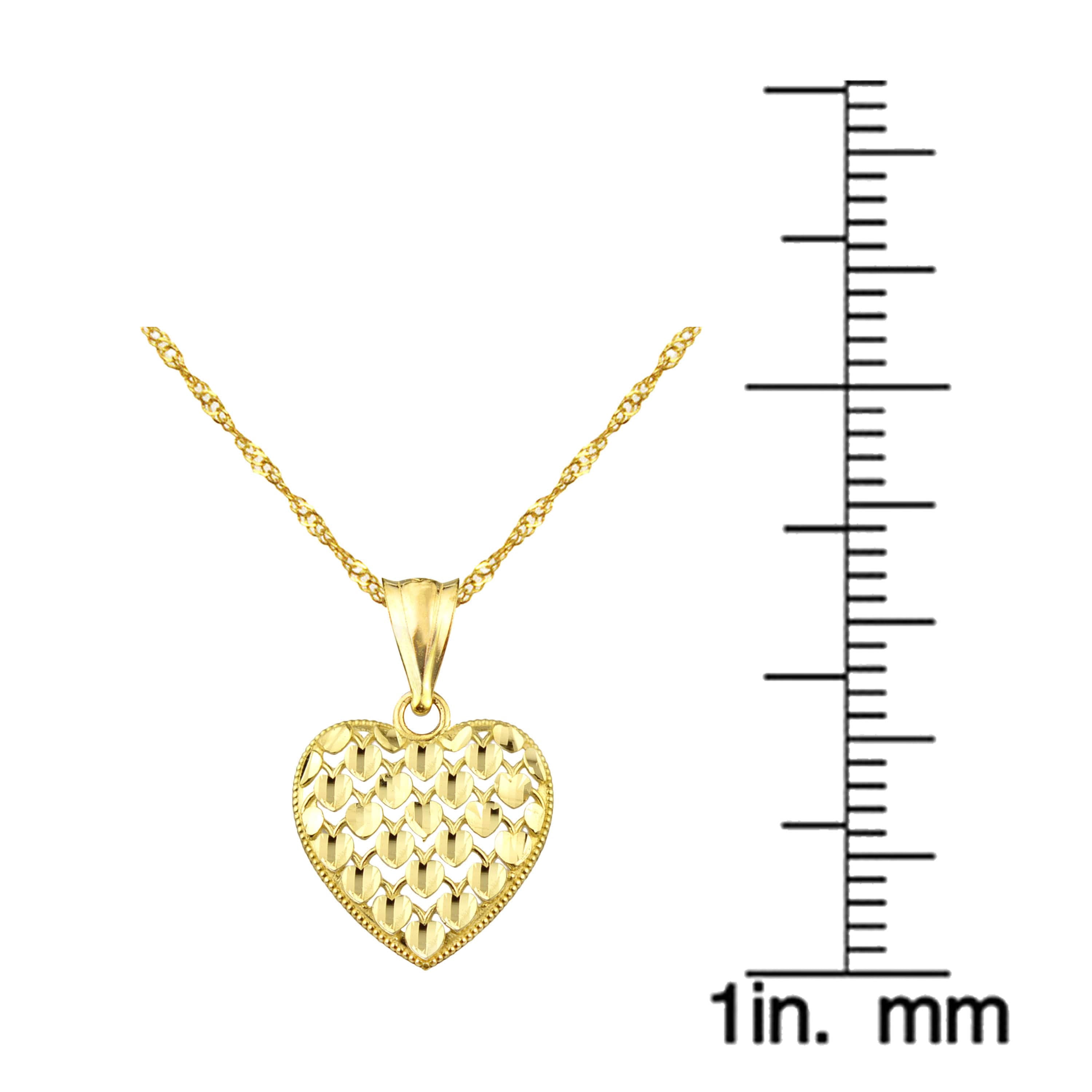 Handcrafted 10kt Gold Diamond-Cut Heart Charm Pendant