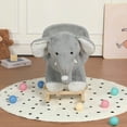 thumbnail image 3 of CPC Certified 1-3 Years Rocking Elephant Toy - Lullaby Puppets & Safety Belt (Grey), 3 of 9