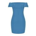 thumbnail image 6 of Uaswgudfs ​Sleeveless Off-Shoulder Midi Sundress - Summer Dresses for Women 2025 Casual Ribbed Dress with Ruffled Neckline Detail Blue M, 6 of 7