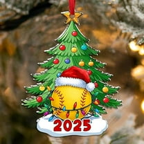 NewEleven Cool Gift for Sports Lovers Christmas Softball Acrylic Ornament, Fun Holiday Decoration
