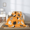thumbnail image 5 of Throw Blanket for Couch Sofa and Bed, Bold Black and White Leaves Orange Super Soft Plush Throw Blanket, Fuzzy Cuteness Comfy Warm Washable Flannel Blanket & Throws for All Season 40"x30", 5 of 7