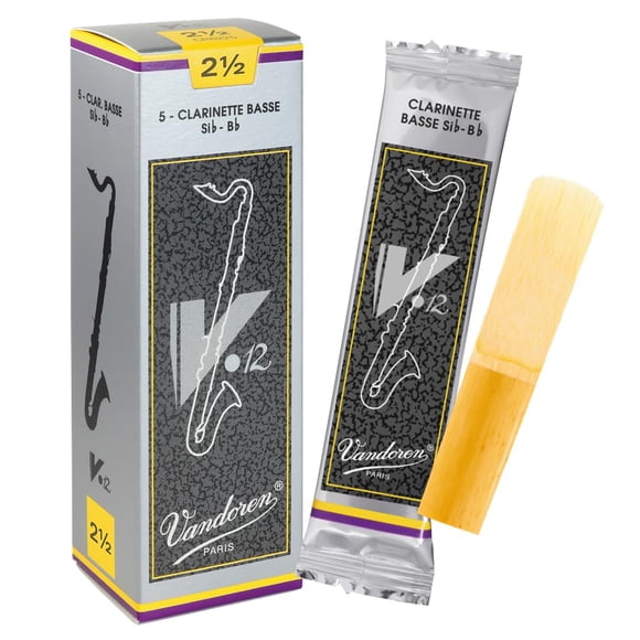 Cañas para clarinete bajo Vandoren V.12 Strength 2.5, caja de 5