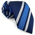 thumbnail image 4 of Tie Set for Men Blue Navy Royal Stripe Necktie Formal Business for Big and Tall Men XL Extra Long 63", 4 of 6