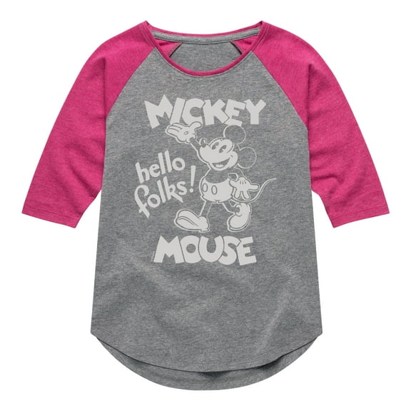 Mickey & Friends - Mickey Mouse Hello Folks - Toddler And Youth Girls Raglan Graphic T-Shirt