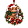 thumbnail image 2 of Cififendec Christmas Money Holder 6.38"×5.91", Santa Hat Highland Cow Holding Clear Wish Tube for Tree Mantel Window Decor, 2 of 6