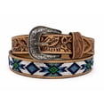 thumbnail image 2 of 37-38  Unisex 1.5" Western Floral Tooled Beaded Full-Grain Leather Belt 26RT32, 2 of 4