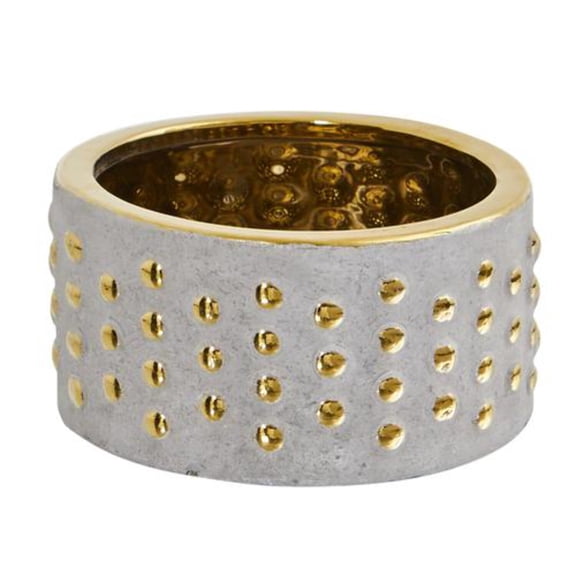 Nearly Natural 6.75in. Regal Stone Hobnail Planter with Gold Accents