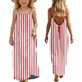 thumbnail image 2 of SBYOJLPB Kids Dress Girls Fashion Cute Stripe Print Back Drawstring Loose Suspender Long Dress Casual Sundress, 2 of 9