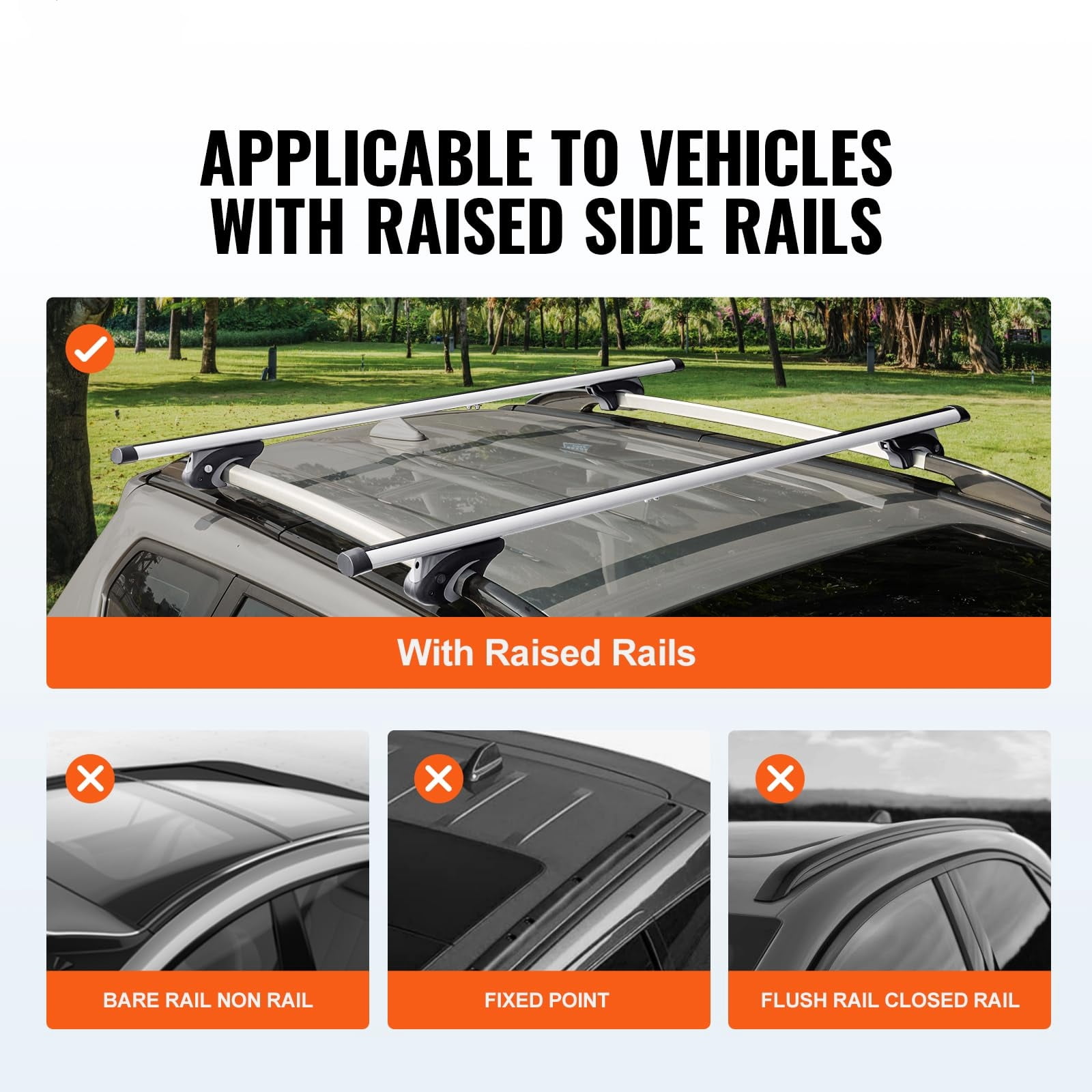 Universal Roof Rack Cross Bars, 54" Aluminum Roof Rack Crossbars, Fit Raised Side Rail with Gap, 200 lbs Load Capacity, Adjustable Crossbars with Locks, for SUVs, Sedans, and Vans