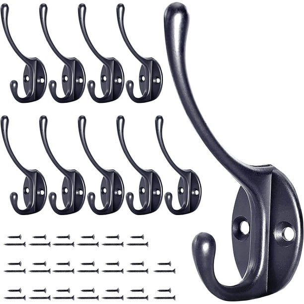 10 Pack Black Coat Hooks with Screws, Vintage Metal Hooks for Wall and  Door, Heavy Duty Wall Hooks for Hanging Coat, Hat, Scarf, Dress and Bag  (Black, 10 Pieces) 