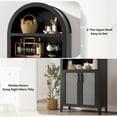 thumbnail image 4 of 5 Tier Arched Bookcase with Rattan Doors, Modern Bookshelf Storage Cabinet, Open Display Shelf, for Home Office Living Room, Black, 4 of 8
