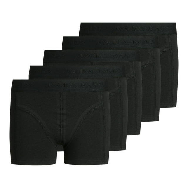 JACK&JONES Calzoncillos bóxer para niño, lote de 5 - JACSIMPLE TRUNKS, algodón elástico, logo en la cintura Negro 164