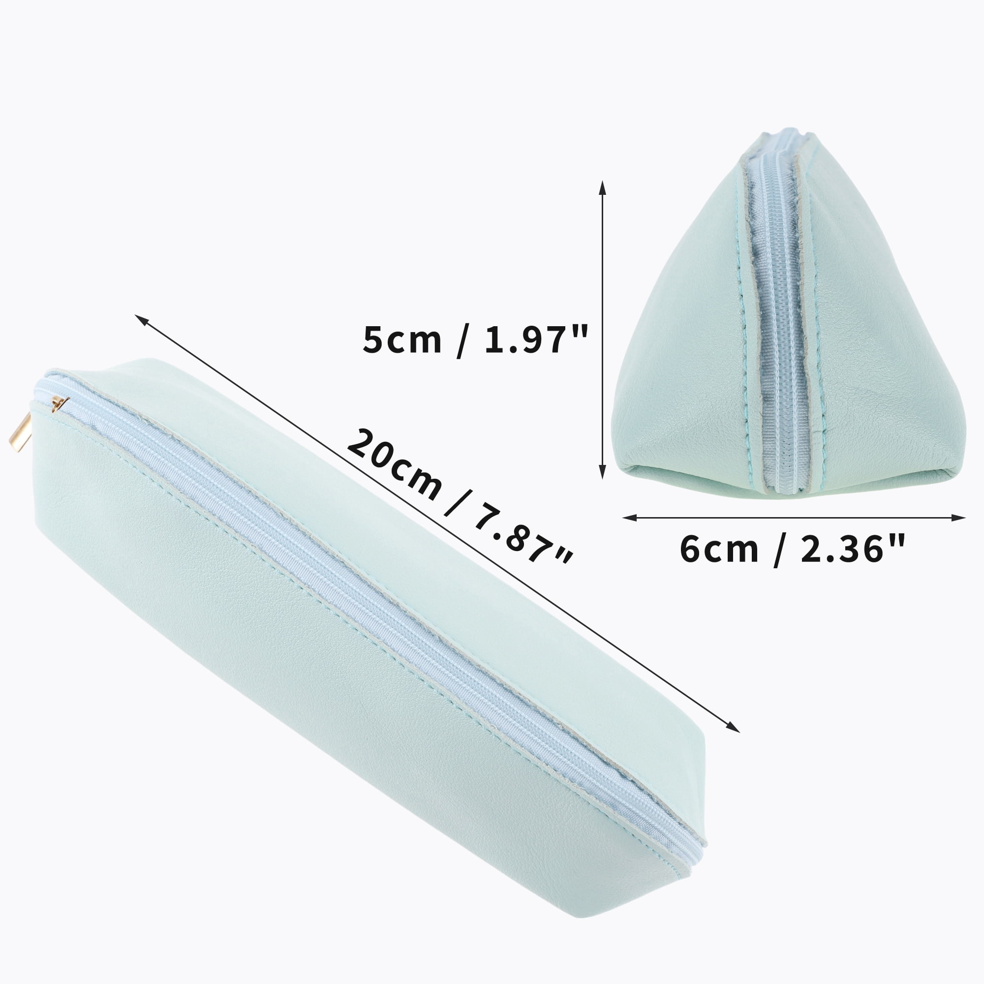 Unique Bargains Zipper Pencil Pen Case Portable Stationery Bag Light Blue