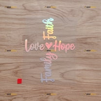 Faith Family Love Hope Jesus Cross Heart Sticker Decal Vinyl - Holographic Iridescent 6 Inches - No Background Die Cut for Car Boat Laptop