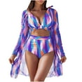 thumbnail image 3 of ZQUUVOU 3 Piece Swimsuits Women Bikini Sets with Cover Up Halter Bathing Suit Set Cutout Coverup (C-Purple,S), 3 of 7