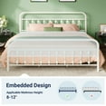 thumbnail image 4 of Allewie King Metal Platform Bed Frame with Vintage Pattern Headboard/Footboard, No Box Spring Needed, White, 4 of 8
