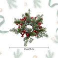 thumbnail image 2 of 2 Pcs Christmas Artificial Pine Candle Rings Wreaths, Red Berry, Greenery Garland Candle Ring, 3 Inch Center, Xmas Candlerings for Pillar Candle Holiday Mantle Table Decor, 2 of 5