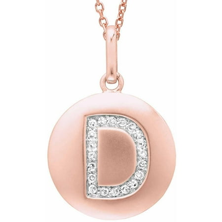 Diamond Accent Rose Gold-Plated Sterling Silver Round Initial D Disc Pendant