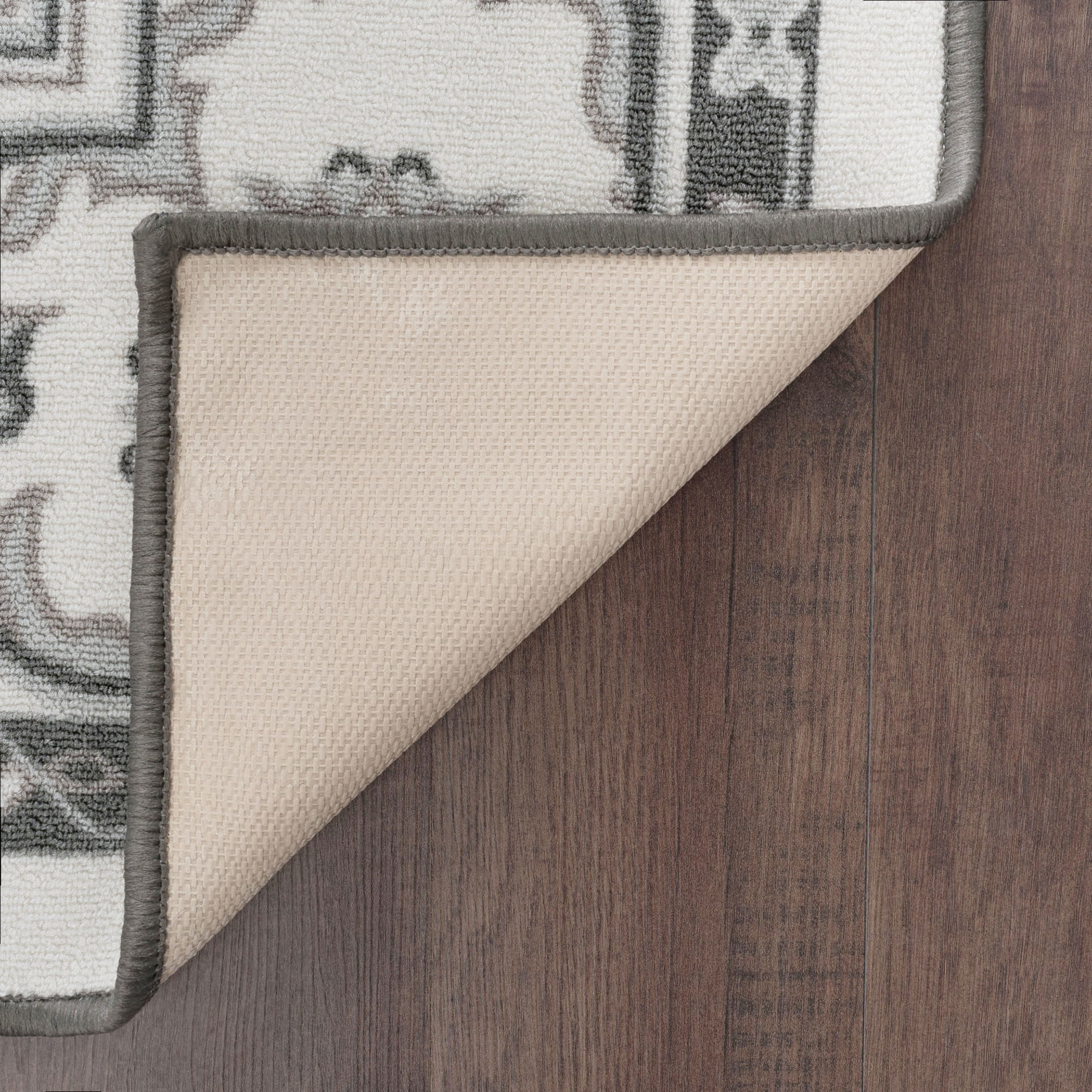 Traditional 2x3 Area Rug (2' x 3') Oriental Ivory, Gray Indoor Scatter Easy to Clean