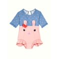 thumbnail image 5 of Cute Bunny Pattern 1PC Bathing Suits For Girls, Crop Sleeve Ruffle Cute Swimwear For Pool Beach Holidays Summer Gift, 5 of 5