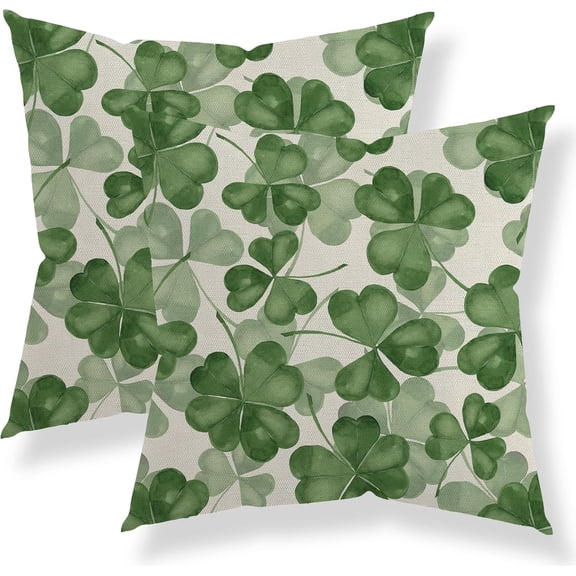 ST Patricks Day Pillow Covers 18x18 Set of 2, ST Patricks Day Decorative Green Shamrocks Throw Pillows Outdoor Clover Decor Cushion Case ST Patricks Day Decors for Home Couch Sofa