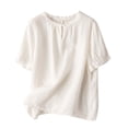 thumbnail image 2 of Asgosdo Womens Summer Cotton Linen Tops Short Sleeve Crew Neck Loose Fit Shirts Comfy Soft Lounge Blouses, 2 of 5