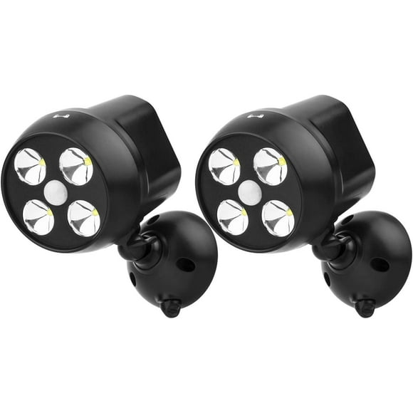 [2-Pack] Battery Powered Security pght, PIR Motion Sensor Spotpght, Weatherproof Outdoor Wall pght for Gardon Walkways, 600 Lumen, 8W (Black)