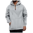 thumbnail image 3 of TOWED22 Quarter Zip Hoodies for Men Oversized Pullover Loose Fit Sweatshirt with Kangaroo Pocket(Light Gray,S), 3 of 7