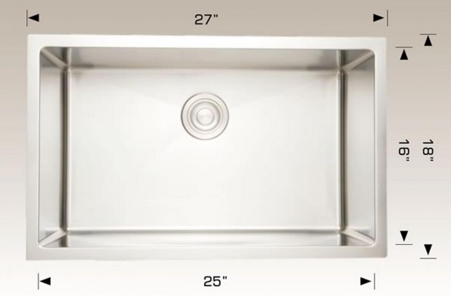 American Imaginations 27 pouces. W Évier à linge en acier inoxydable avec 1 bac et calibre 16AI-34398