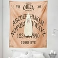 thumbnail image 1 of Ouija Board Tapestry, Playing Ouija with Magnifying Glass on Scribbled Letters Background, Fabric Wall Hanging Decor for Bedroom Living Room Dorm, 5 Sizes, Peach Ivory and Brown, by Ambesonne, 1 of 1