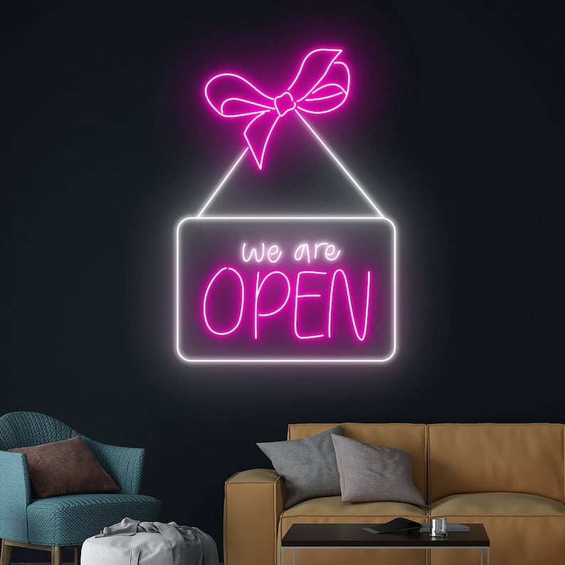 Handmadetneonsign Open For Business Led Sign, We Are Open Neon Sign, Open Led Light, Custom Text