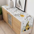 thumbnail image 3 of Bees Dwarfs Table Runner Springs White Daisy Branch Wood Striped Table Runners Dresser Scarves Holiday Kitchen Dining Table Decoration for Home Party Indoor 13x72 Inch, 3 of 9