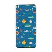 LNWH Bath Towel, Cartoon Sea Creatures Pattern Absorbent Coral Fleece Bath Towel for Bathroom, Gym, Beach-27x55in