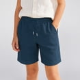 thumbnail image 2 of LIIPEE Girls Kids Solid Color Drawstring Waist Waffle Knit Casual Shorts For Summer Daily Wear Outdoor Activities School Casual Outings Blue 7-8 Years, 2 of 9