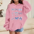 thumbnail image 2 of Weebloom Girls Bow Hoodie Long Sleeve Soft Sweatshirt Graphic Hoody Kids Cute Pullovers Top Clothes For Girls Outwear Pink 9-10 Years, 2 of 4