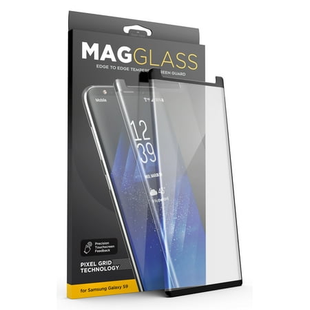 [Case Compatible] Galaxy S9 Tempered Glass Screen Protector, MagGlass (XT90 Scratchproof/Shatterproof) Reinforced Screen Guard w/Pixel Grid Technology (Includes Precision