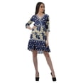 thumbnail image 3 of Moomaya Printed 3/4 Sleeve Georgette V-Neck Plus Size Clothing For Women Dress, 3 of 6