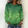 thumbnail image 2 of St. Patrick's Day Sweatshirt for Women Waffle Knit Crewneck Long Sleeve Casual Loose Fit Pullover Sweatshirts (L, Green), 2 of 5