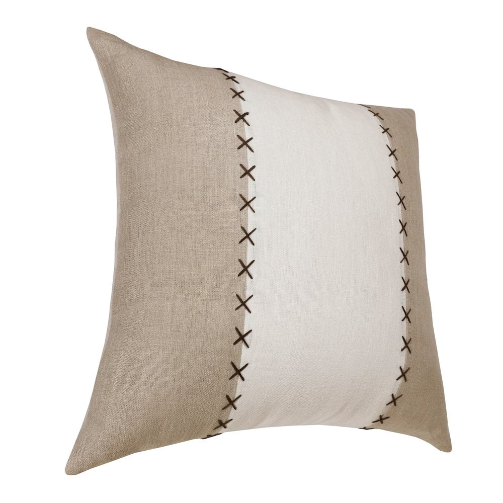 LR Home Estate Linen Poly Filled Pillow in Gray/Tan, 20" x 20"