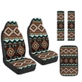 thumbnail image 7 of Xoenoiee Geometric Navajo Ethnic Tribe Print Faux Leather Interior Accessories Set of 5, Waterproof Car Seat Cover Car Seatbelt Cover Armrest Cover Pad Universal Fit Truck SUV, 7 of 7