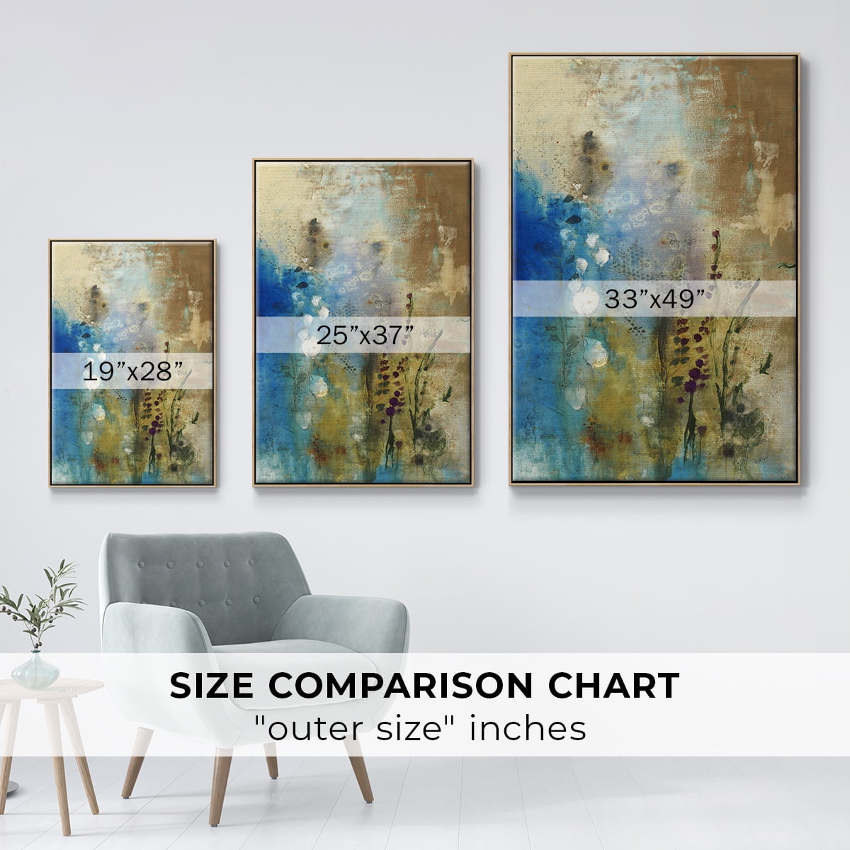 Immerge III Framed Premium Gallery Wrapped Canvas - Ready to Hang - 27 x 41 - Natural Wood Floating Frame