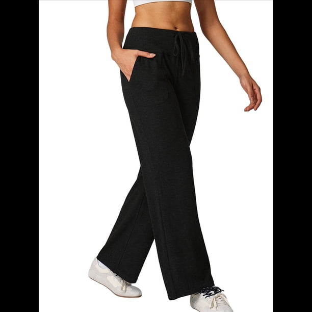 Pantalones Deportivos Anchos para Mujer con Bolsillos, Estilo Y2K Negro M