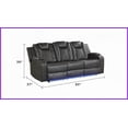thumbnail image 2 of BENZ Modern Gray Power Reclining Sofa - Pebbled Faux Leather with LED Lights & Adjustable Headrest for Living Room, 2 of 6